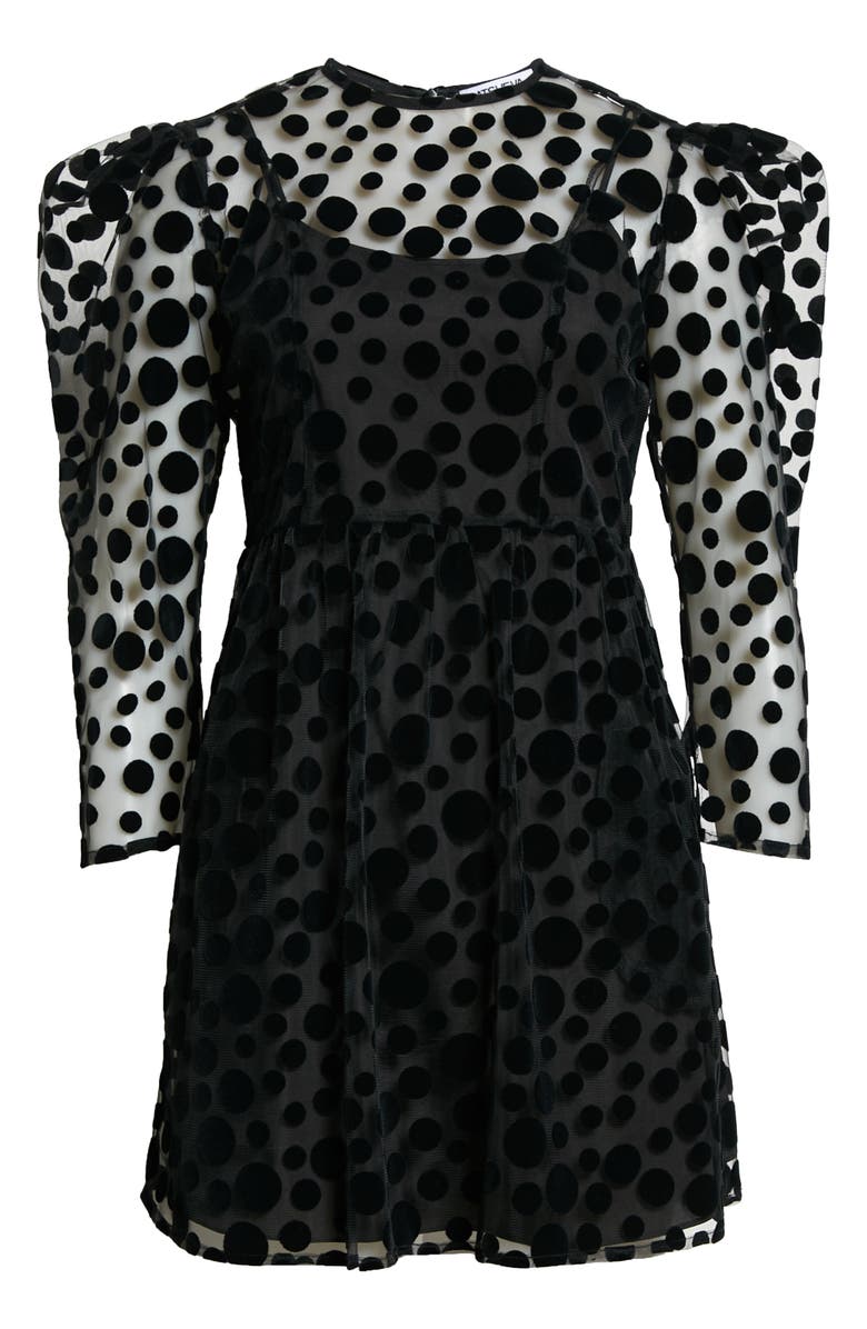 Batsheva Prairie Flocked Dot Minidress, Alternate, color, 