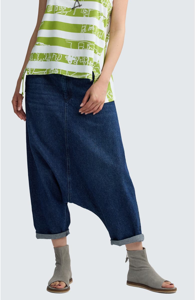 LUUKAA Rowan Sculptural Harem Pants, Main, color, Indigo Denim