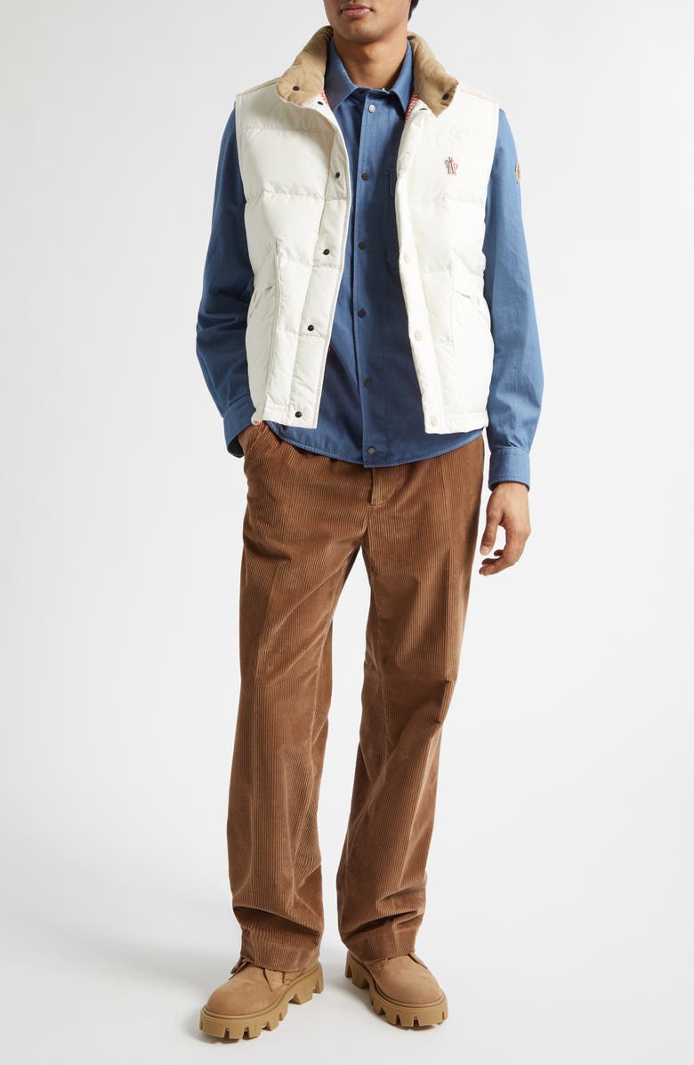Moncler Grenoble Scais Mixed Media Down Puffer Vest, Alternate, color, Bright White