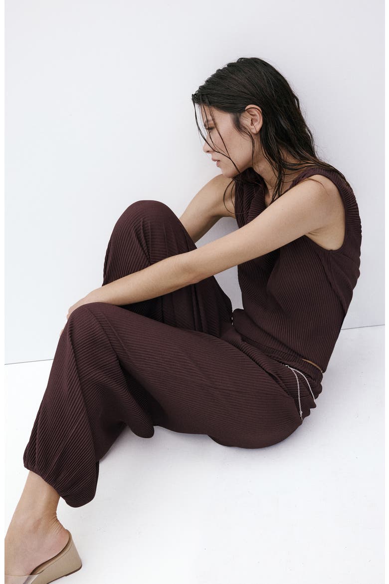 Textured Baggy Pants, Alternate, color, CHOCOLATE