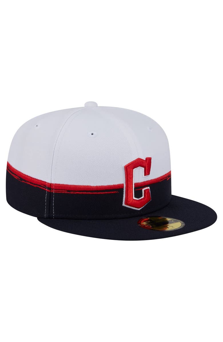 New Era Men's New Era Navy/White Cleveland Guardians Paint Stroke 59FIFTY Fitted Hat, Alternate, color, Navy