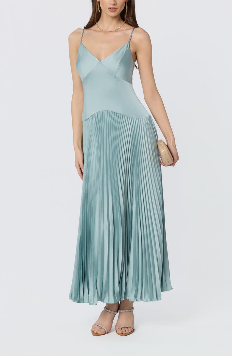 ASTR the Label Pleated Drop Waist Dress, Alternate, color, Seafoam