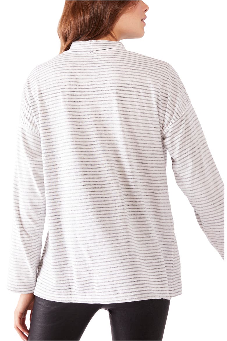 Be Free Mock Neck Stripe Tunic, Alternate, color, IVORY/ BLACK COMBO