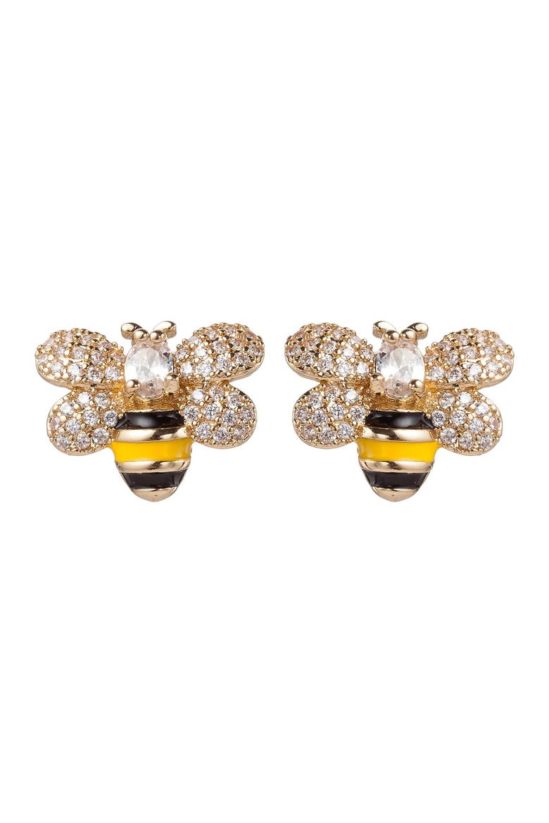 Honeybee CZ Pave Stud Earrings, Main, color, GOLD