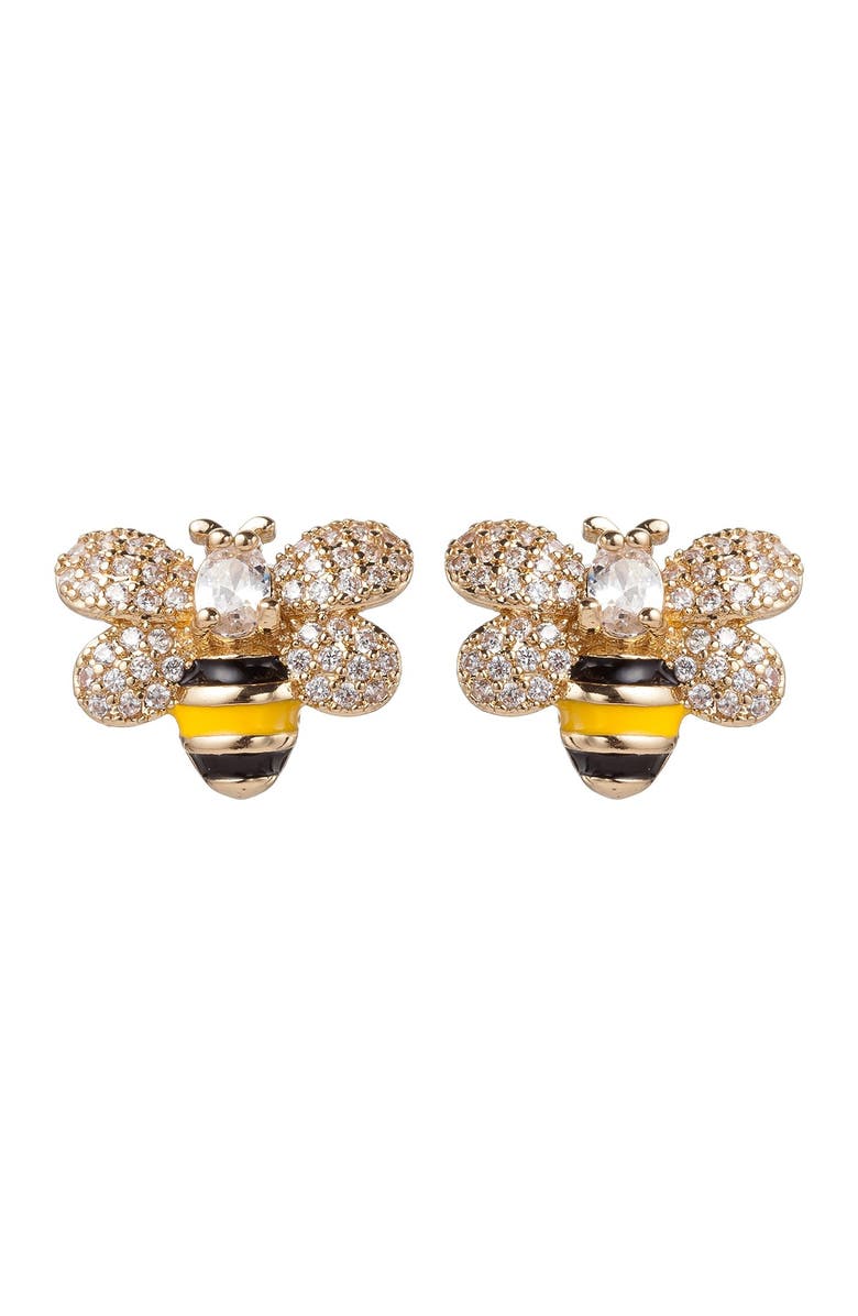 EYE CANDY LOS ANGELES Honeybee CZ Pave Stud Earrings, Main, color, Gold