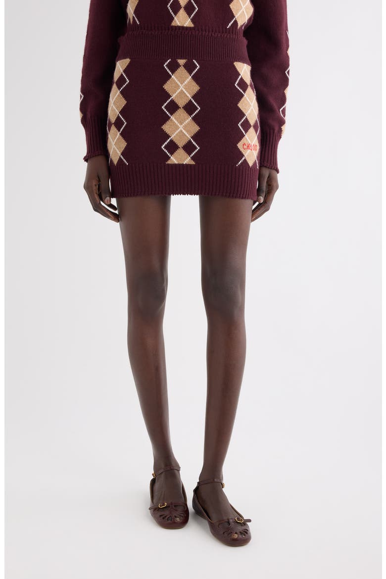 Argyle Wool & Cashmere Miniskirt, Main, color, BURGUNDY