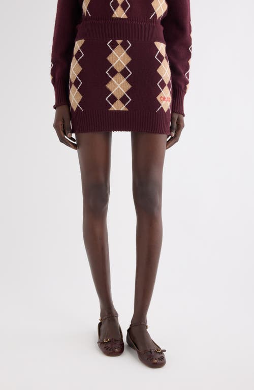 Chloé Argyle Wool & Cashmere Miniskirt In Burgundy