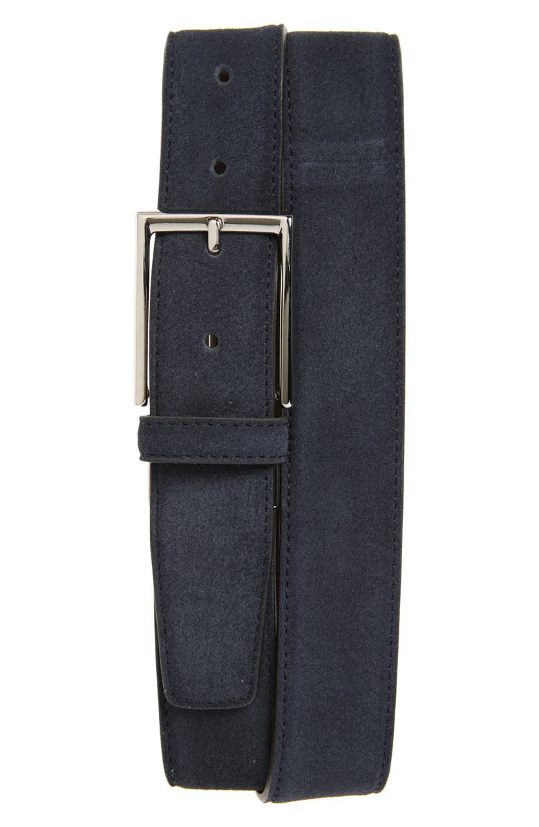 Canali Suede Belt, Main, color, Blue