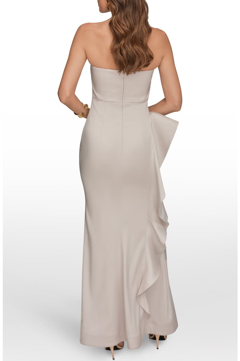 Taffeta Strapless Ruffle Gown, Alternate, color, SAND