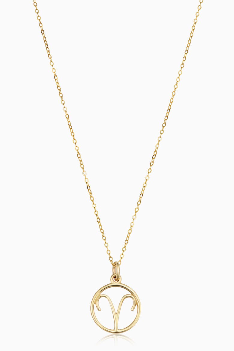 14K Gold Zodiac Pendant Necklace, Main, color, Aries