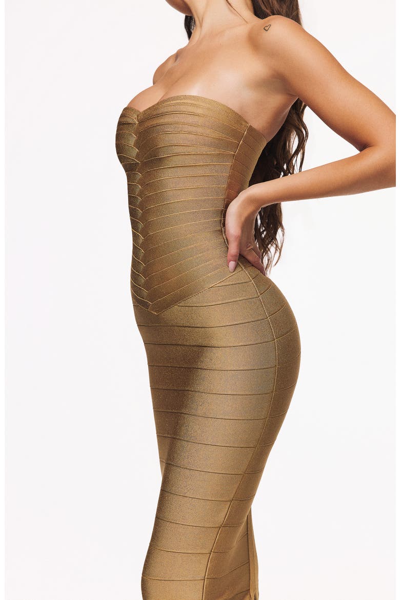 The Sweetheart Shimmer Strapless Gown, Alternate, color, GOLD