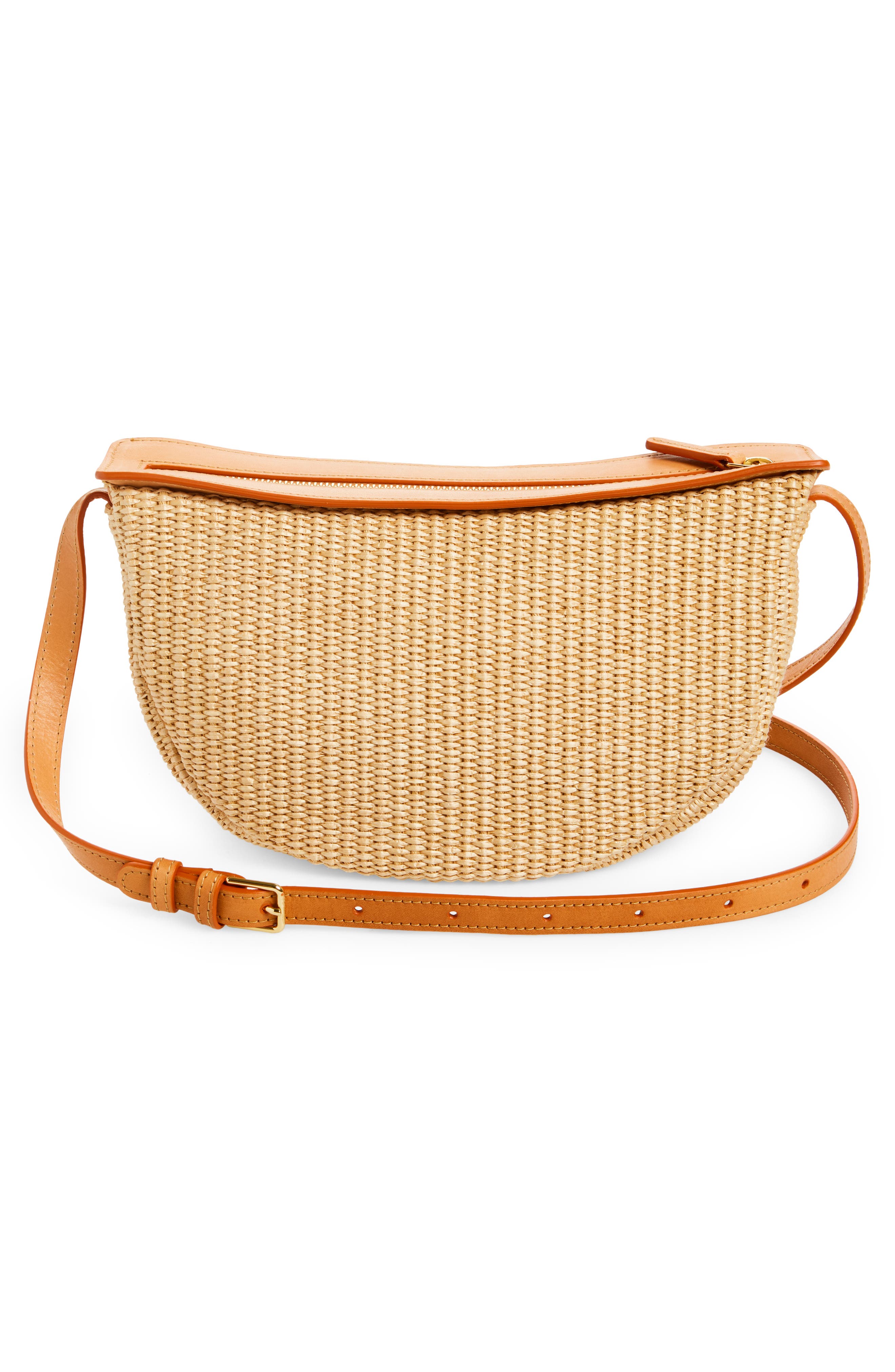 Mansur Gavriel Moon Raffia Sling Bag, Alternate, color, 