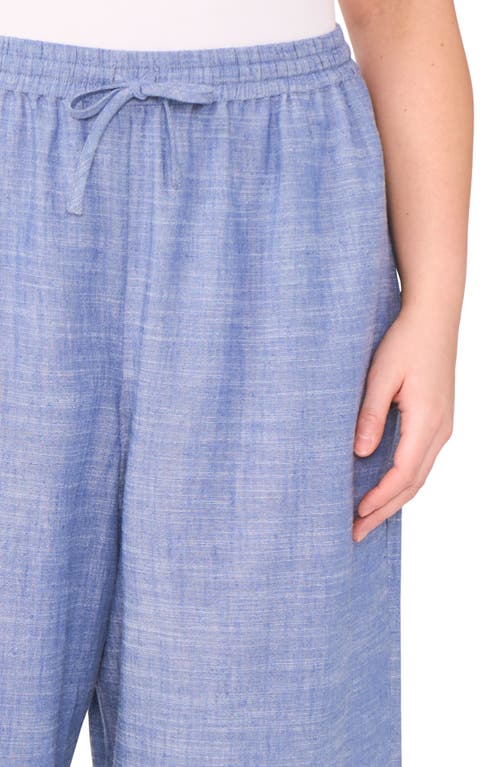Cece Wide Leg Drawstring Pants In Blue