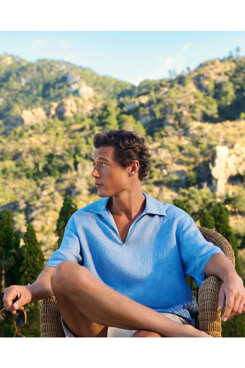 Vincent Linen Relaxed Fit Overhead Linen Shirt, Alternate, color, Bergamo Blue