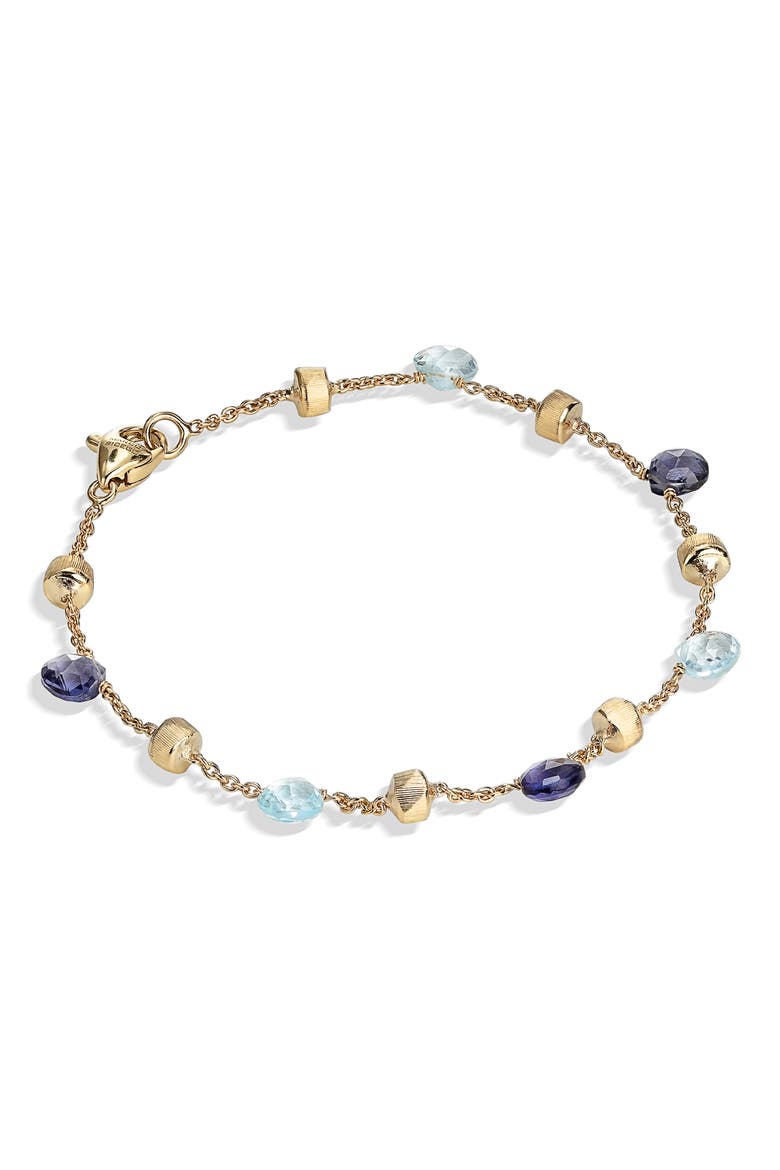 Paradise 18K Yellow Gold Iolite & Blue Topaz Single Strand Bracelet, Main, color, GOLD