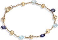 Marco Bicego Paradise 18K Yellow Gold Iolite & Blue Topaz Single Strand Bracelet