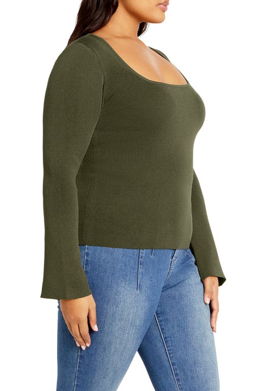 City Chic Brooklyn Rib Sweater In Green