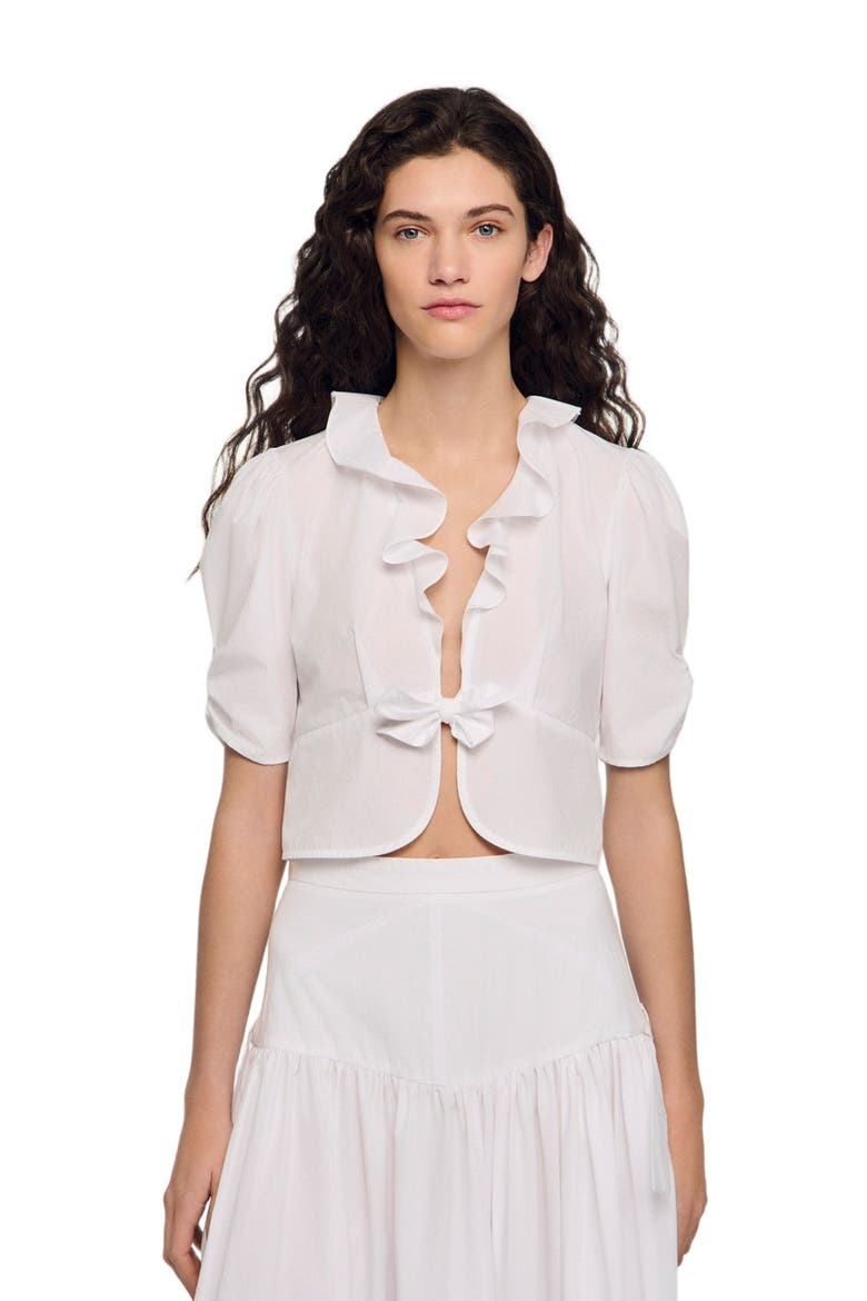 Ruffled crop top, Main, color, White