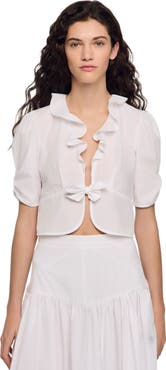 SANDRO Ruffled crop top