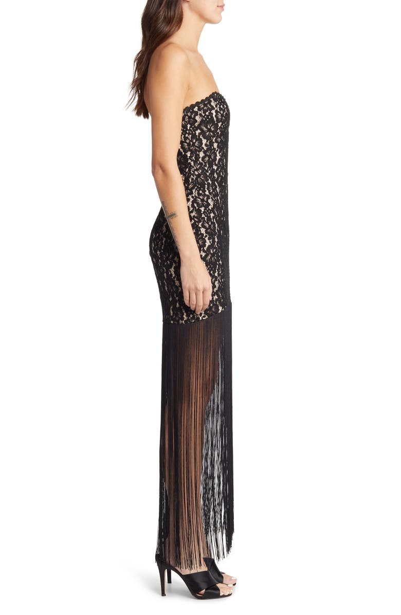 Lulus Ain't Misbehavin' Sweetheart Neck Fringe Lace Maxi Dress, Alternate, color, 
