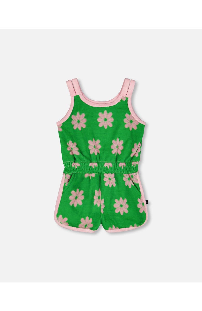 Deux par Deux Terry Cloth Sleeveless Flowers Jumpsuit, Main, color, Green Floral Print