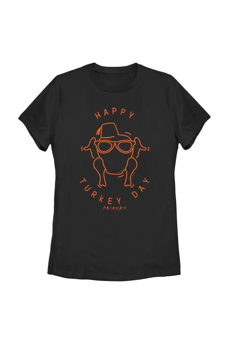 Women's Friends Happy Turkey Day Icon  Graphic T-Shirt, Main, color, Black