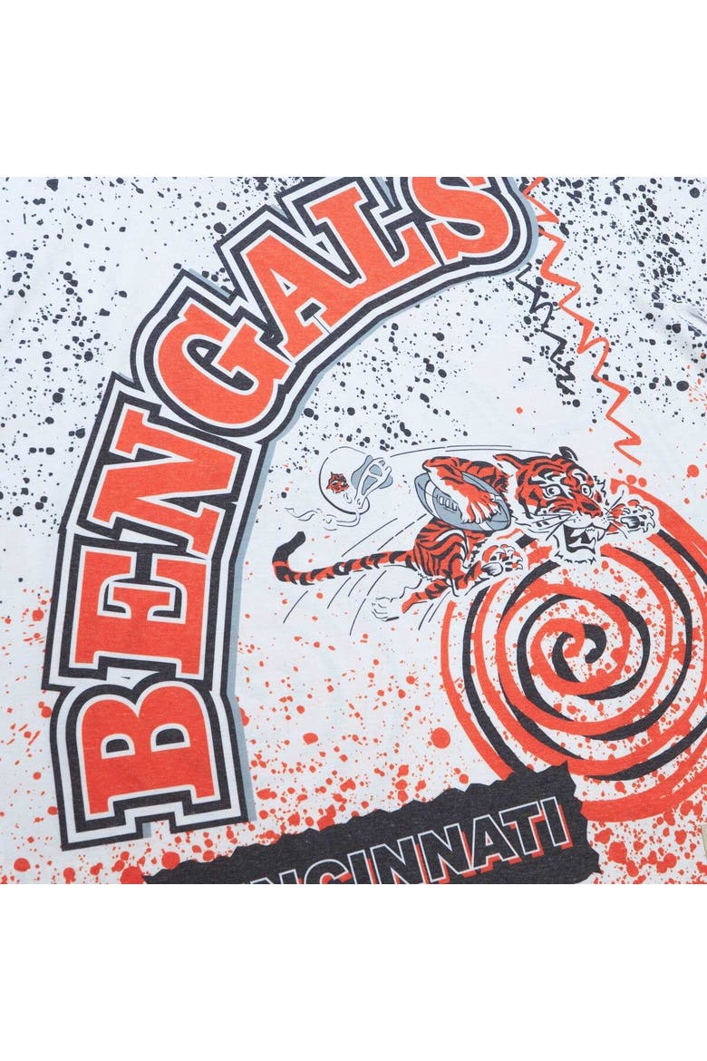 Men's Mitchell & Ness White Cincinnati Bengals Team Burst Sublimated T-Shirt, Alternate, color, White