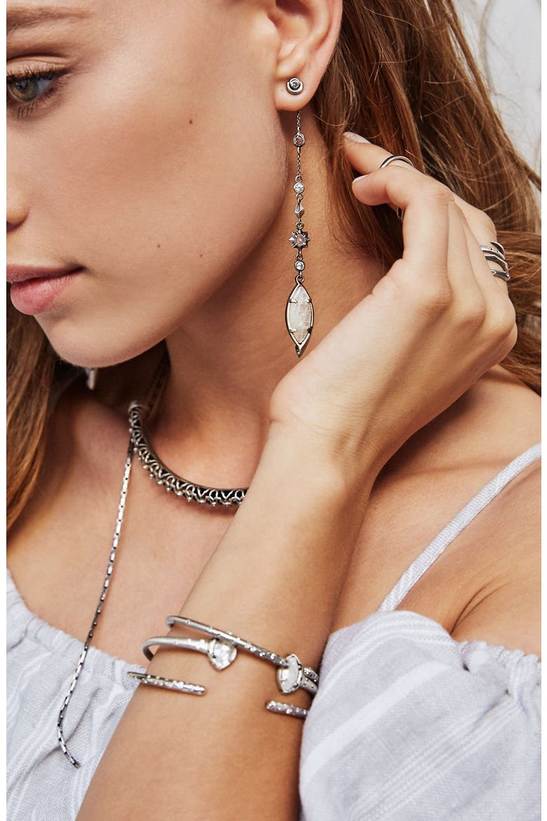 Lucy Necklace, Alternate, color, WHITE CZ/ ANTIQUE SILVER