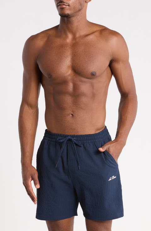 Stan Seersucker Swim Trunks