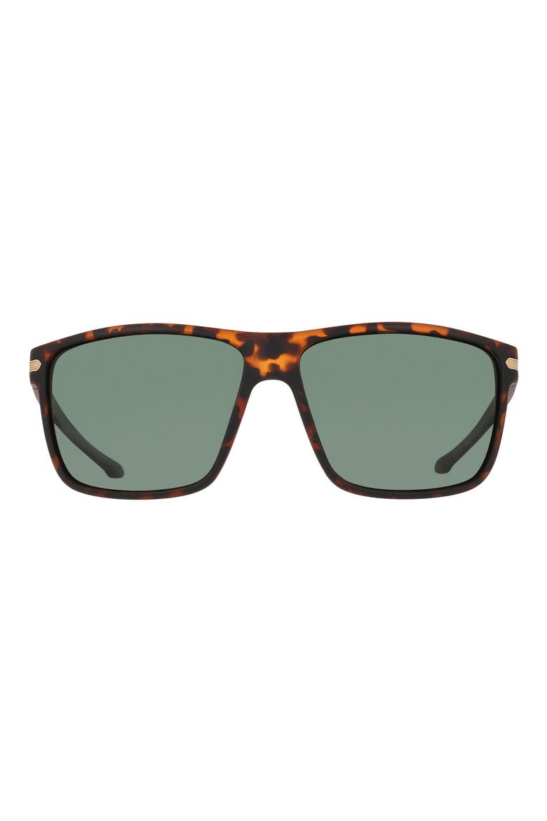 62mm Rectangle Polarized Sunglasses, Main, color, TORTOISE