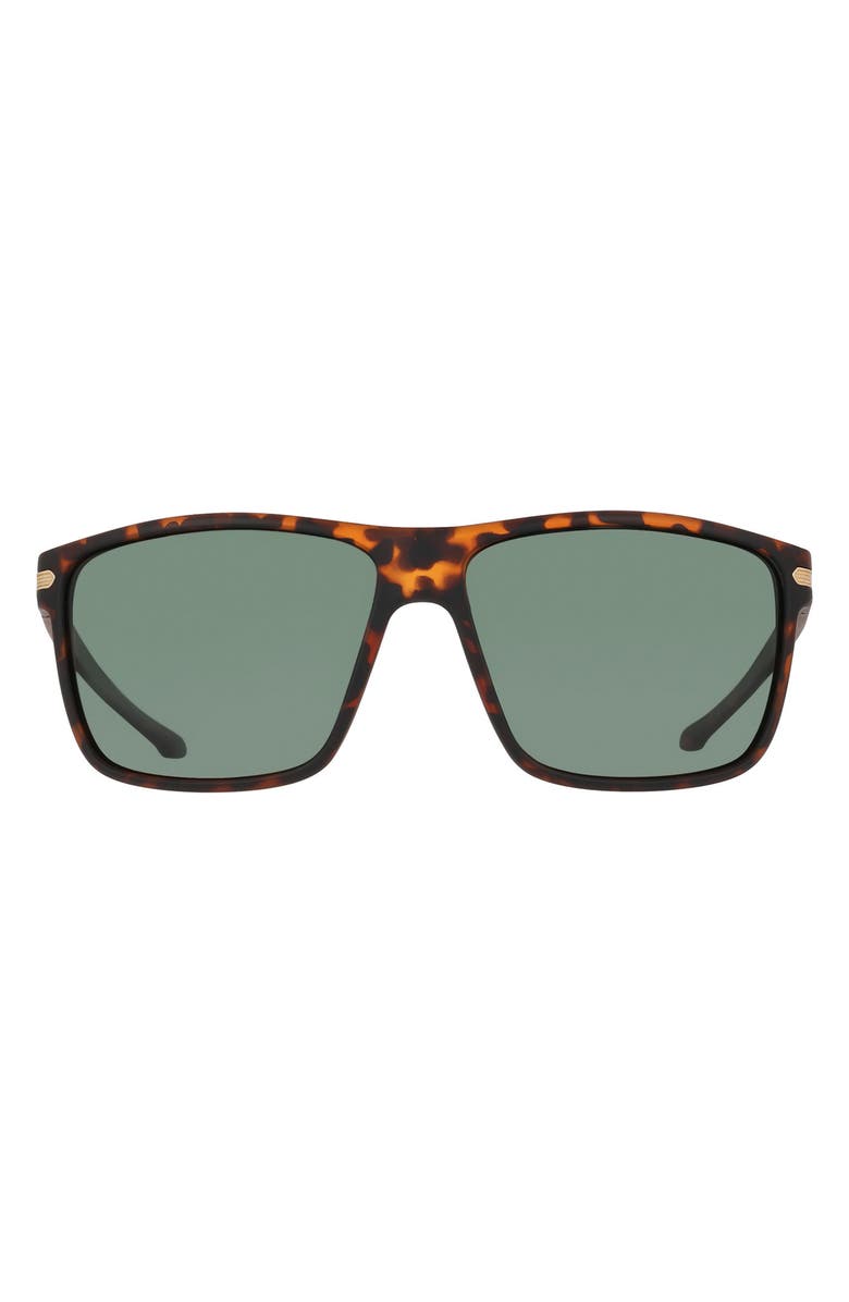 Cole Haan 62mm Rectangle Polarized Sunglasses, Main, color, Tortoise