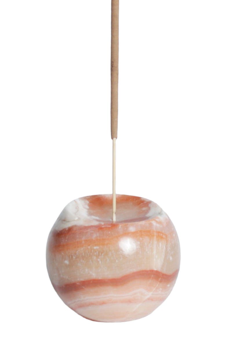 Gemstone Sphere Incense Holder, Alternate, color, Onyx Crème