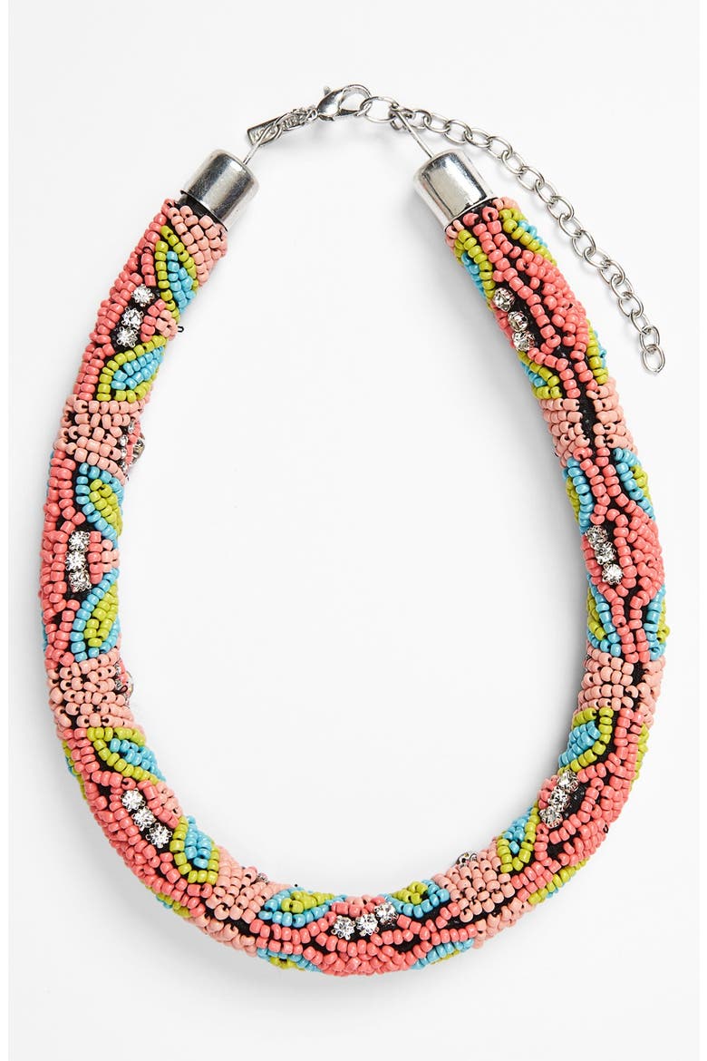 Beaded Collar Necklace, Main, color, PINK MULTI