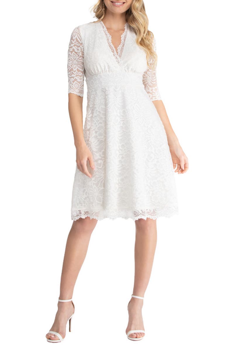 Kiyonna Bella A-Line Lace Dress, Main, color, Ivory