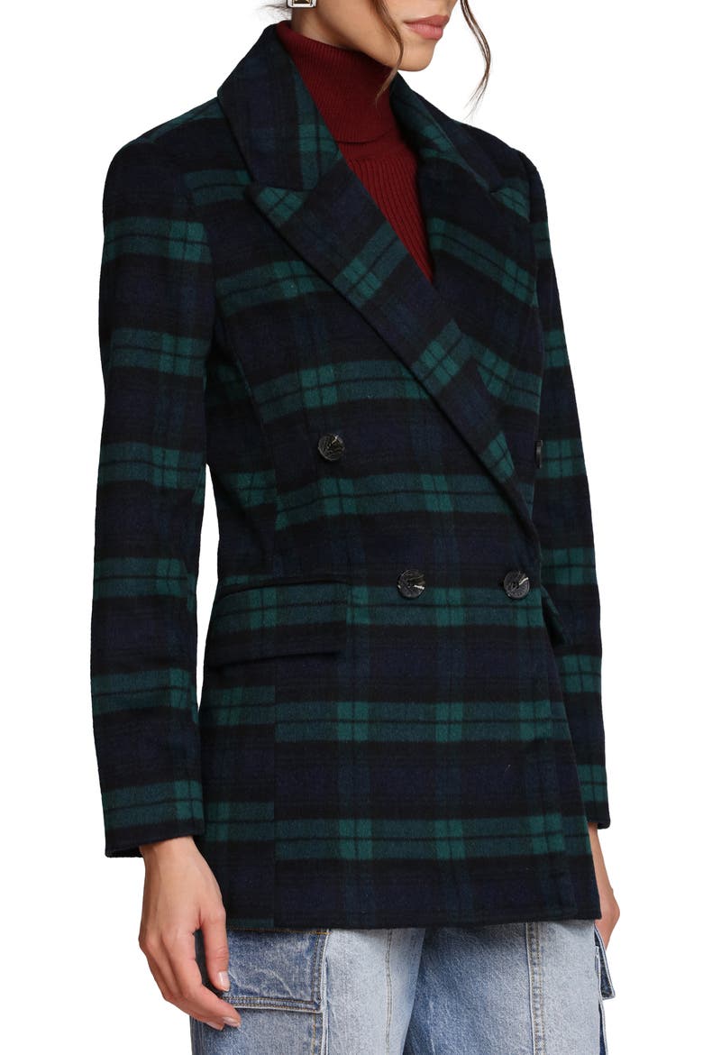 Blackwatch Plaid Double Breasted Blazer, Alternate, color, BLACK WATCH PLAID