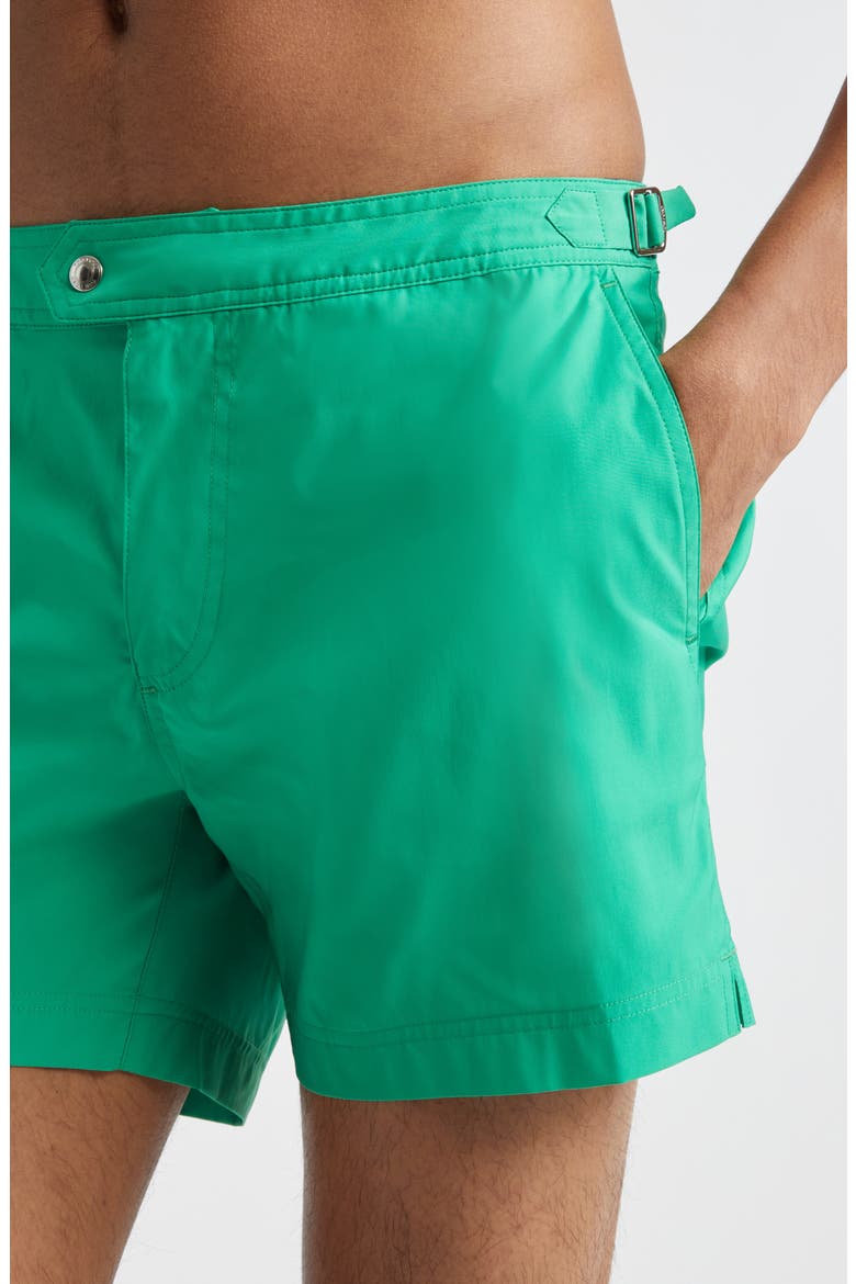 Microcompact Poplin Swim Trunks, Alternate, color, BRIGHT GREEN