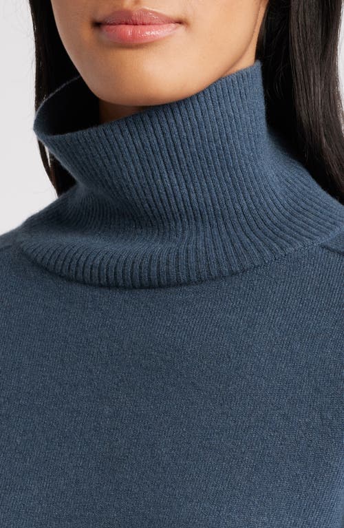 Eileen Fisher Boxy Cashmere Turtleneck Sweater In Blue