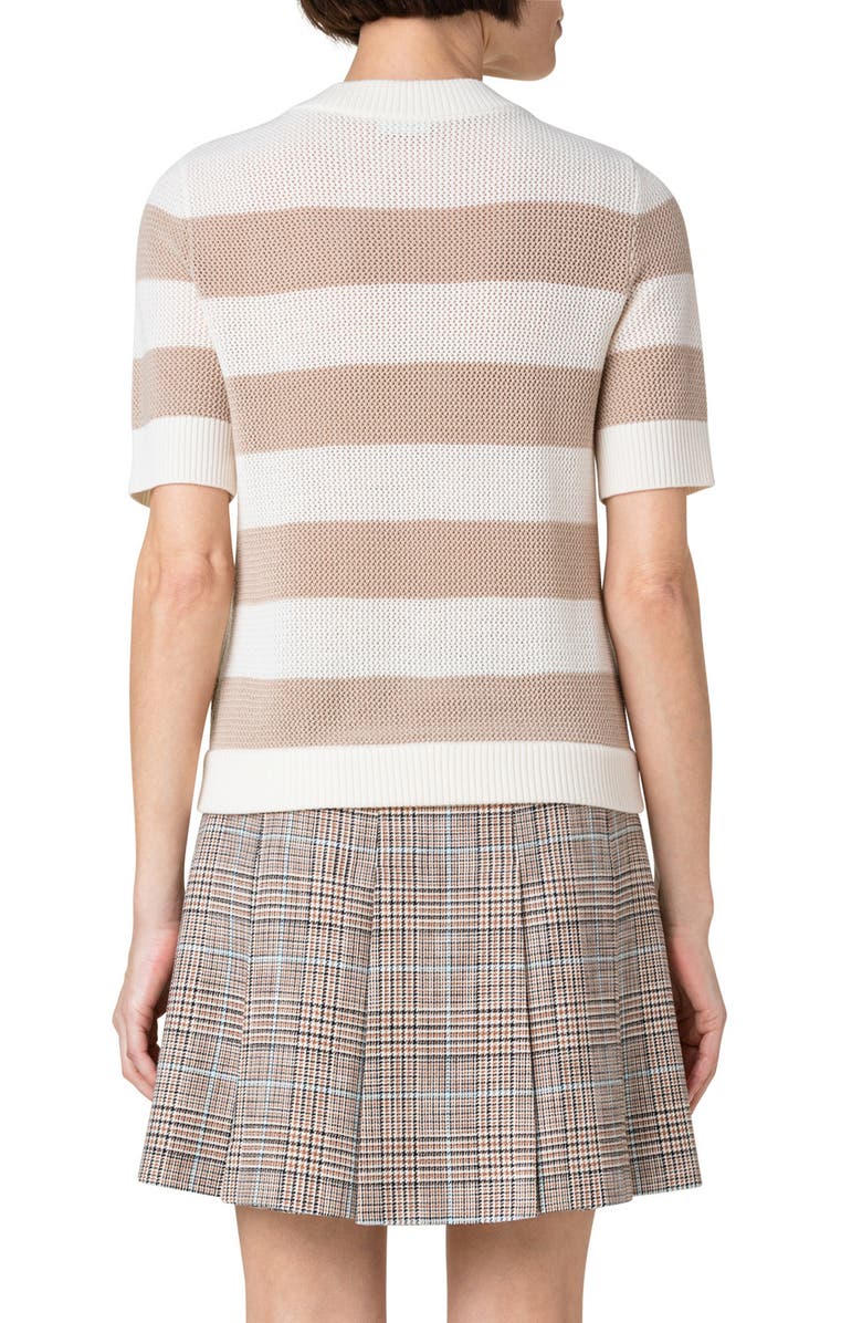 Akris punto Stripe Merino Wool Mesh Sweater, Alternate, color, 