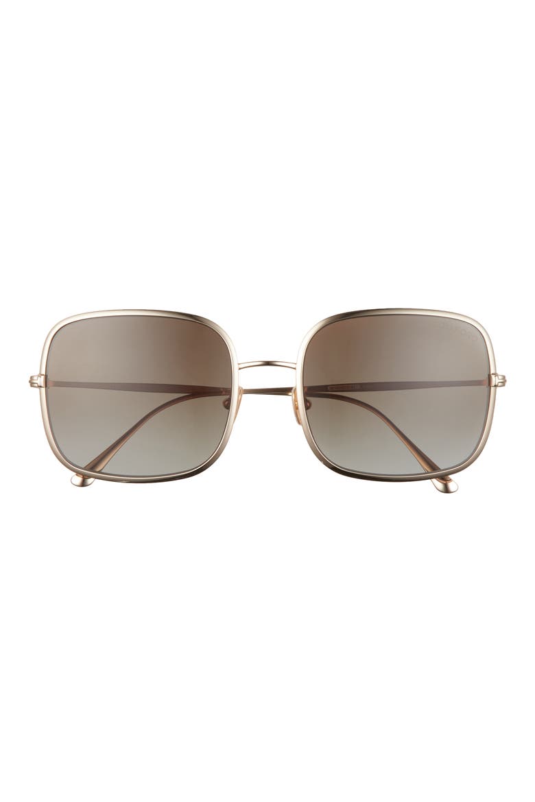 Keira 54mm Polarized Square Sunglasses, Main, color, SHINY ROSE GOLD / BROWN LENSES