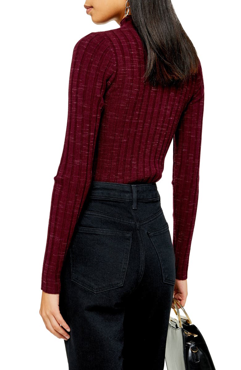 Topshop Marled Ribbed Funnel Neck Sweater, Alternate, color, 