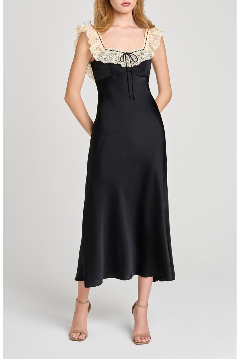 Ella Lace Trim Slipdress, Main, color, BLACK