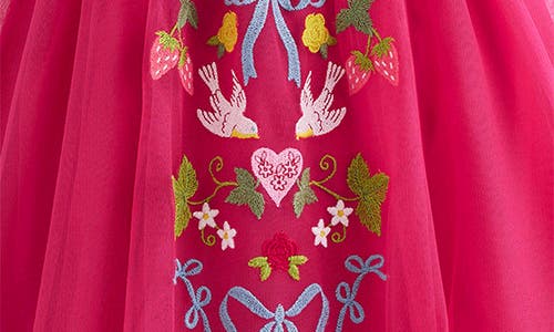 Mini Boden Kids' Embroidered Tulle Dress In Pink