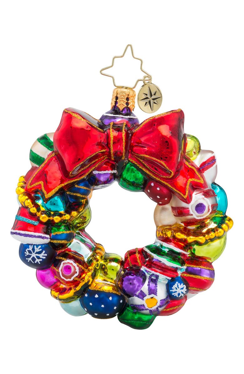 Christopher Radko 'Joyful Wreath' Ornament, Main, color, Red/ Multi