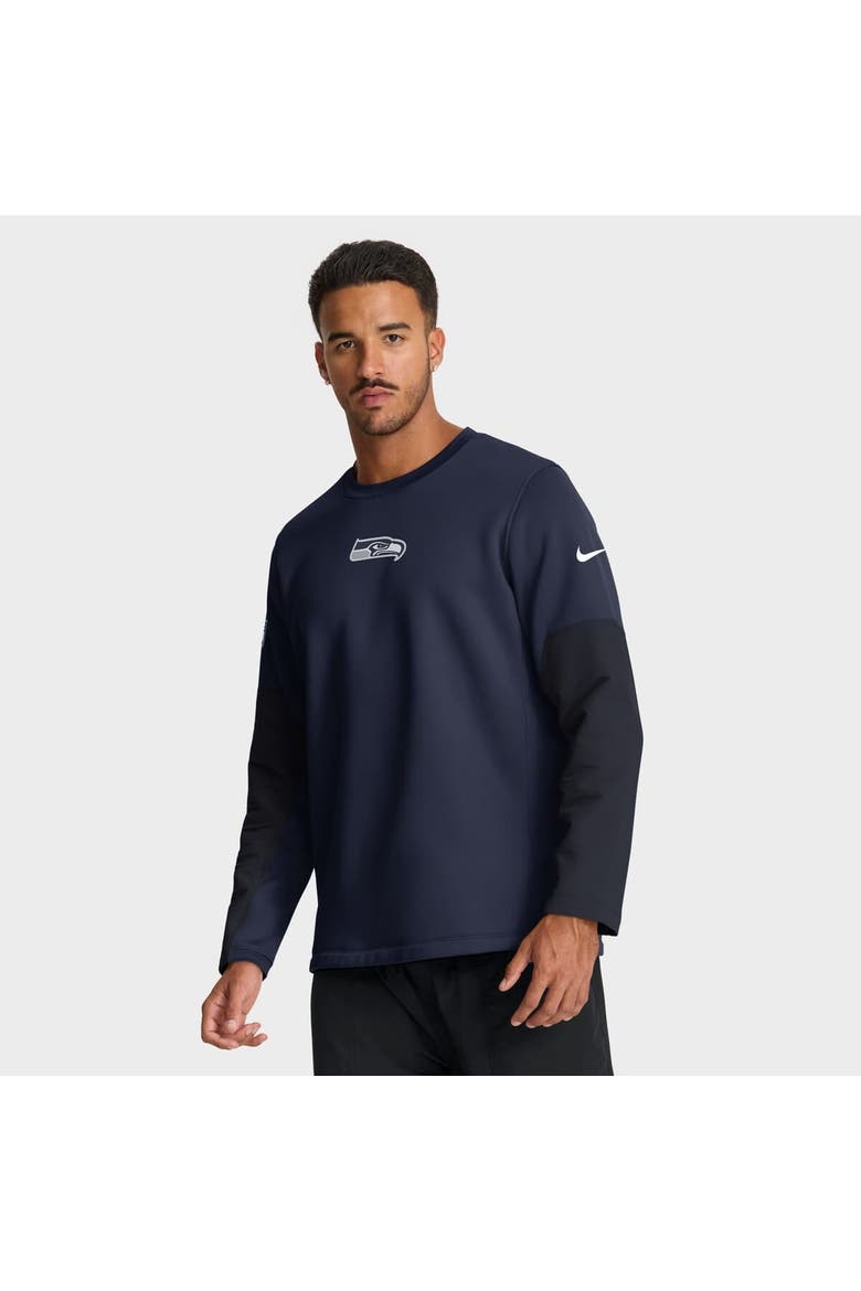 Men's Nike College Navy Seattle Seahawks Sideline Scripted to Win Performance Long Sleeve T-Shirt, Main, color, College Navy