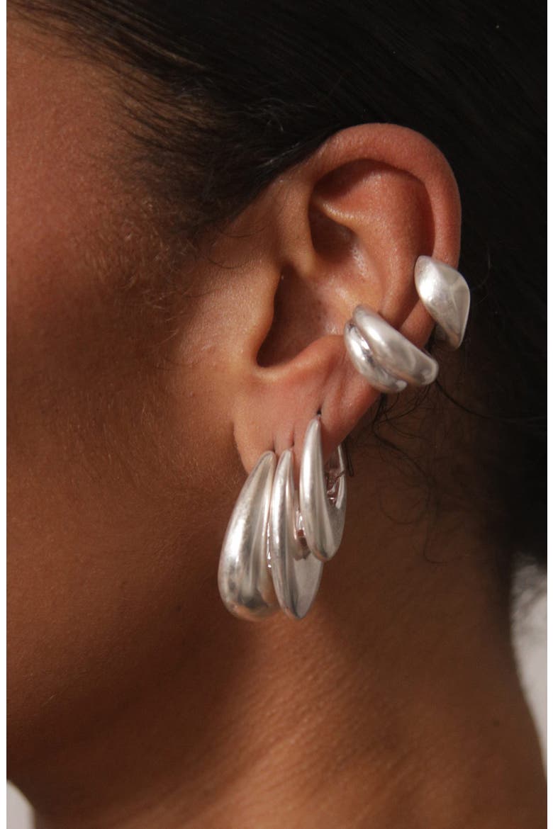 Molten Maxi Earrings in Silver, Alternate, color, Silver