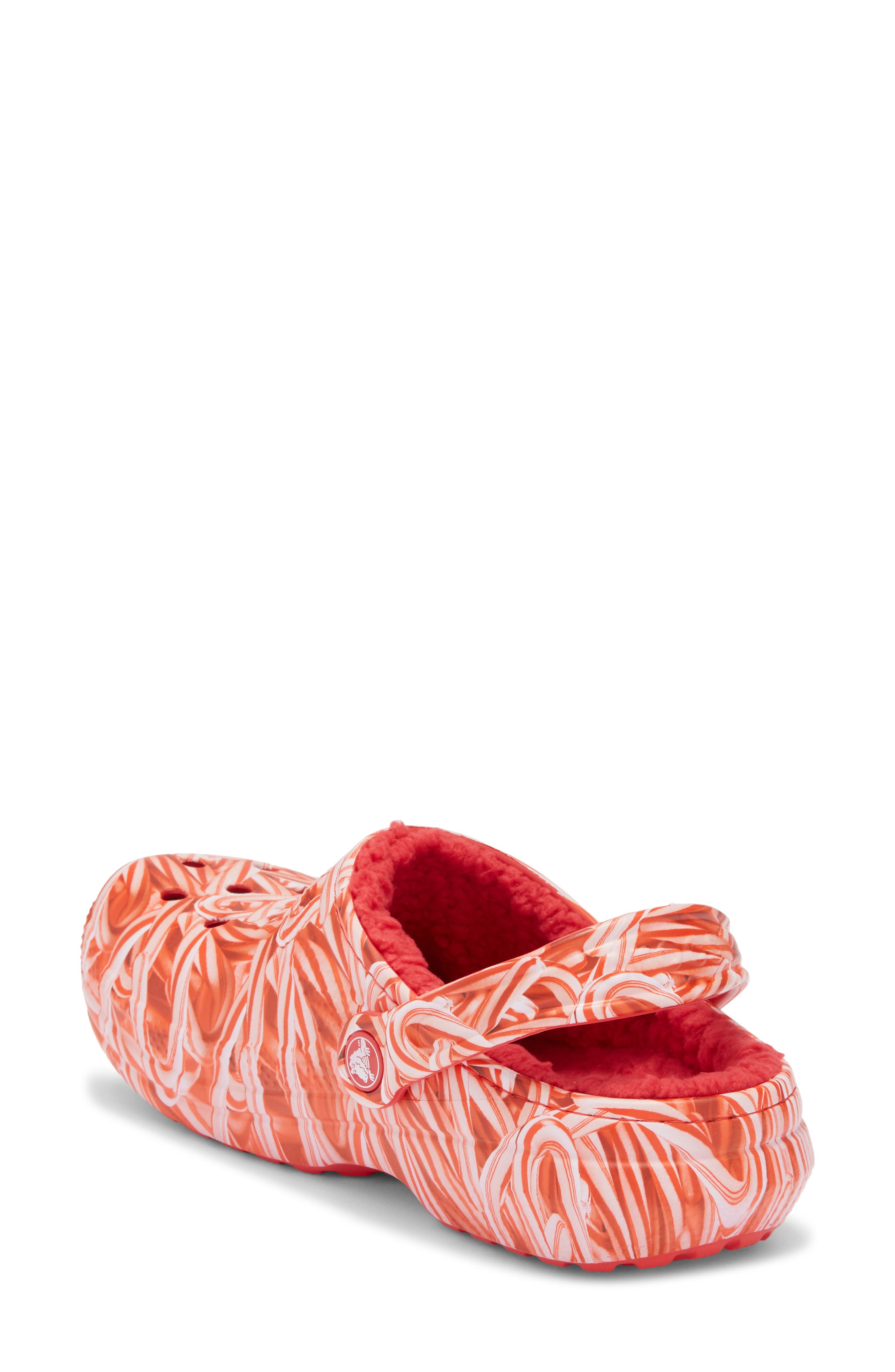 CROCS Classic Lined Candy Cane Clog, Alternate, color, Varcity Red