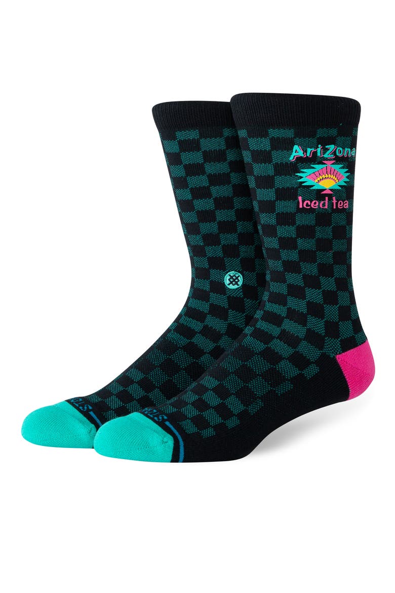 Iced to See You Combed Cotton Blend Crew Socks, Main, color, BLACK
