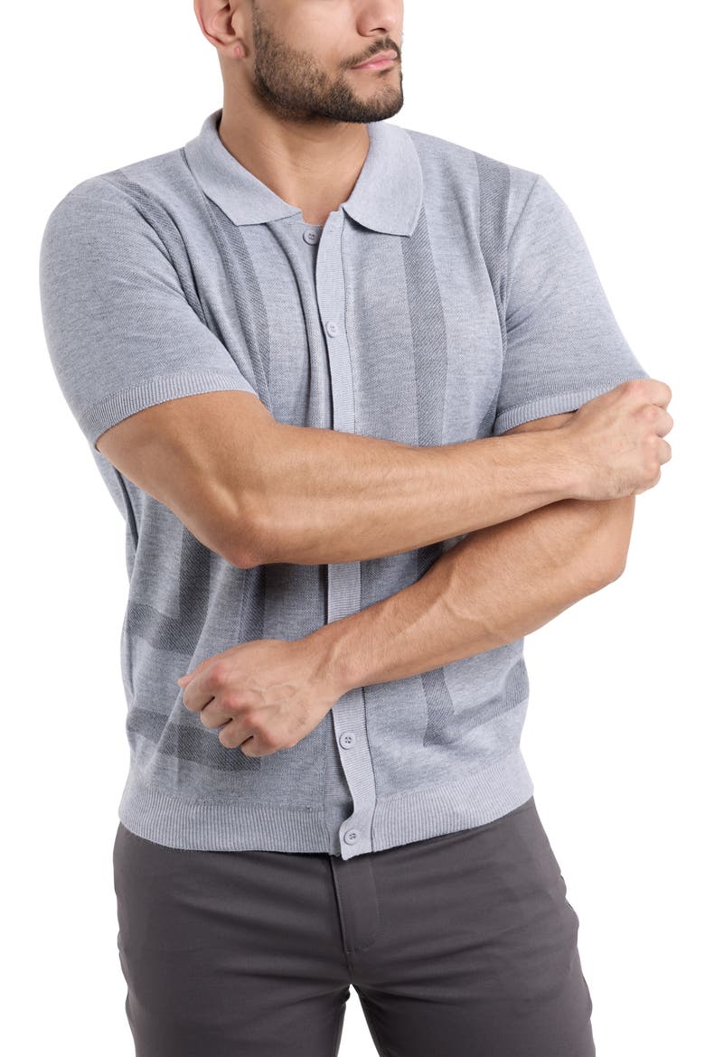 Stripe Polo Sweater, Alternate, color, GREY