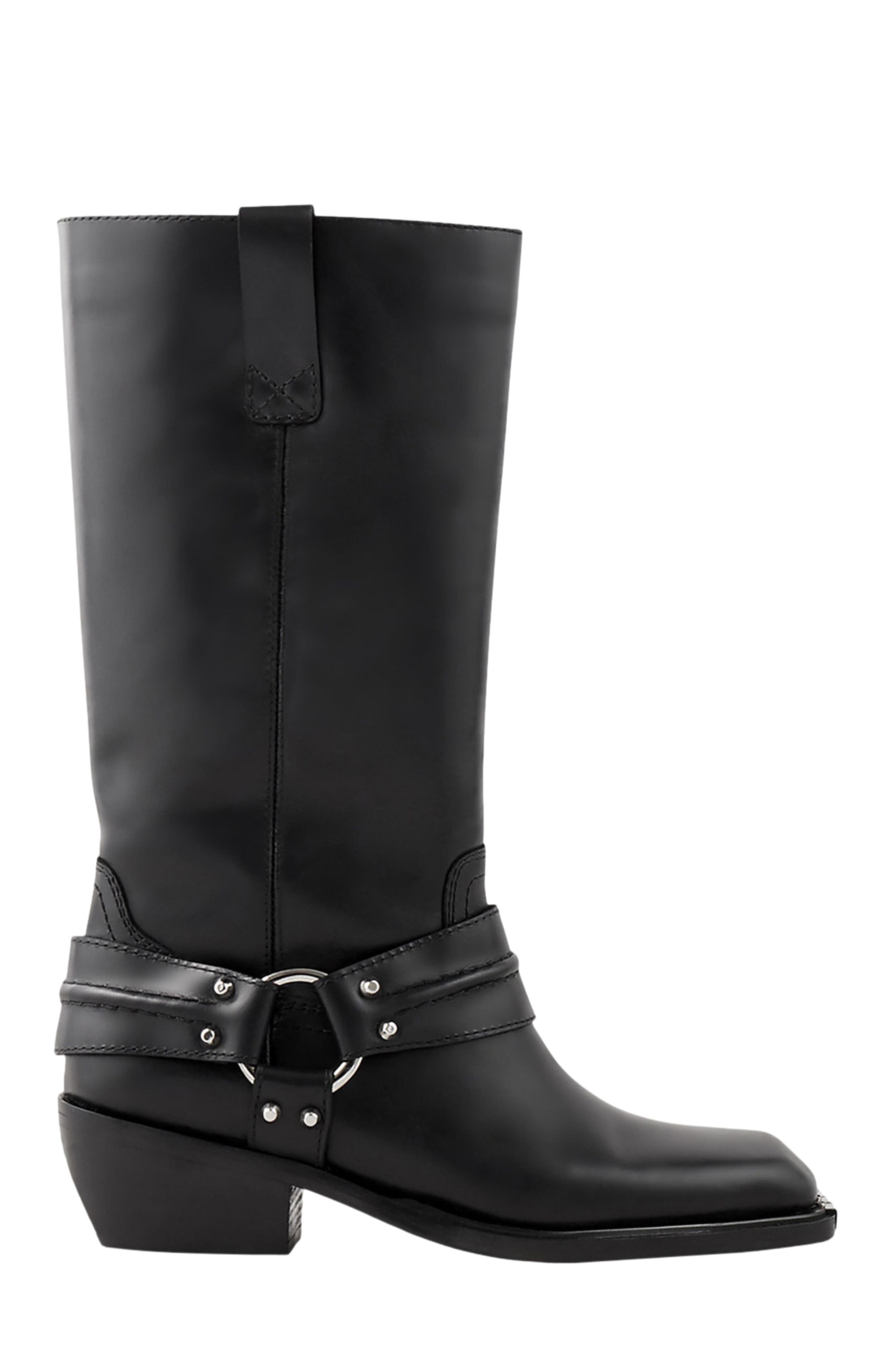 SANDRO Leather biker boots, Main, color, 