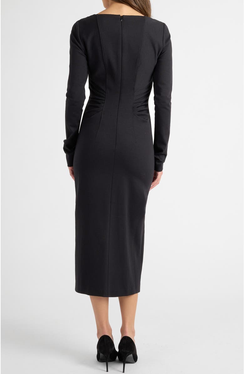 Santorelli Willa Long Sleeve Midi Dress in Punto Milano, Alternate, color, Black
